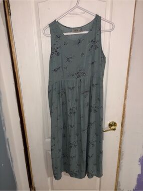Vintage 1990s Erika Floral Maxi Dress in Dusty Sage